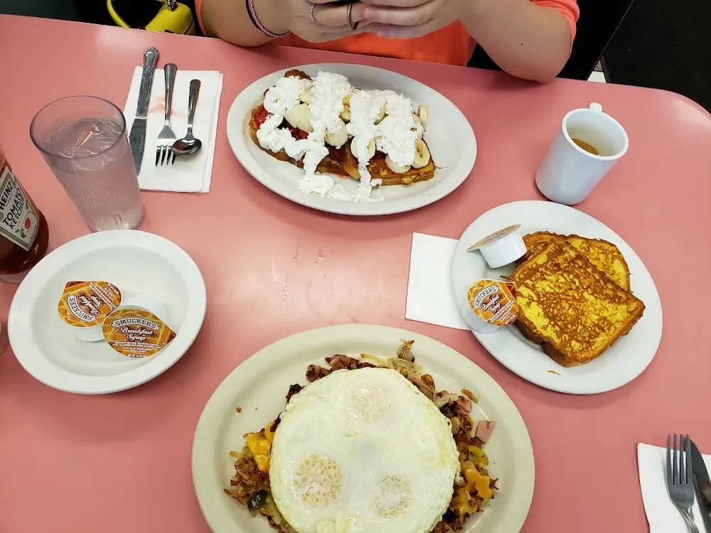 Waffle and Fruit Platter & Veggie Omelet